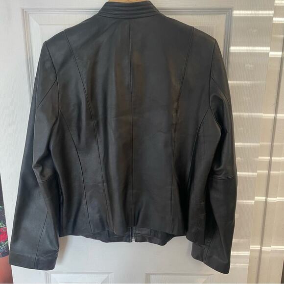 Vintage 90's Apostrophe Black Genuine Leather Jacket in Women's Size 16 - Picture 7 of 10